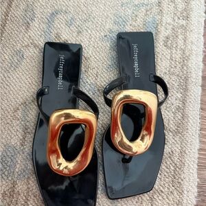 Jeffrey Campbell Black and Gold Sandals